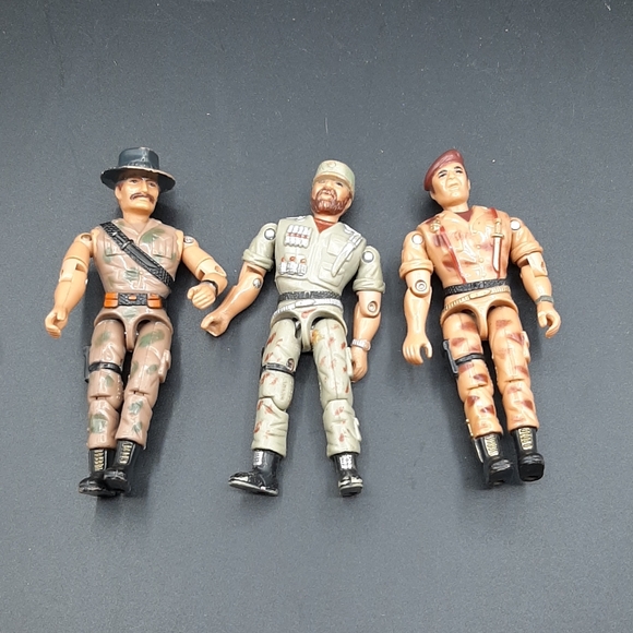 Vintage 3 Lanard Action Figures 1986 The Corps GI Joe 3 3/4" Croc Shark Sarge - Picture 1 of 7